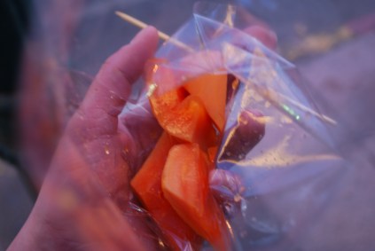 First food in Thailand: papaya